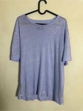 Robert Talbott California Men's Blue Periwinkle Crew Neck Shirt Medium Linen